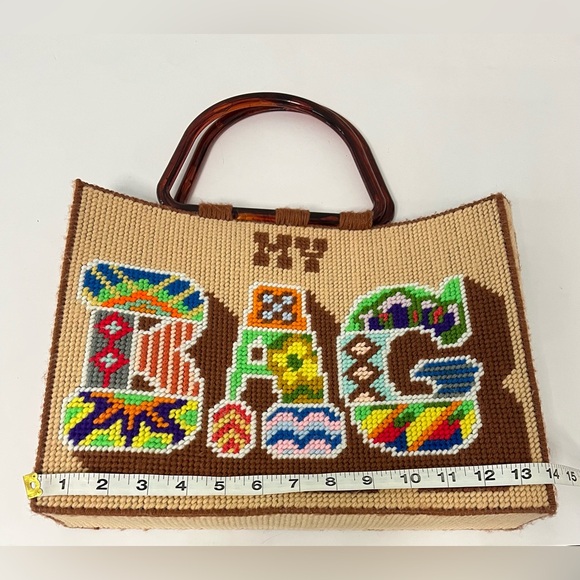 Vintage My Bag Needlepoint Handbag Tote - Picture 10 of 12